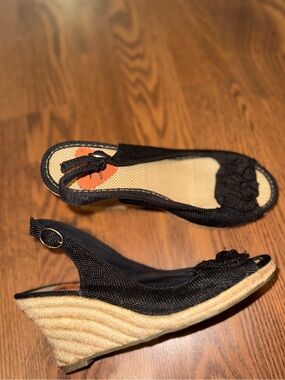 Y2K Rocketdog Black Wedge Slingback Espadrille Sandals